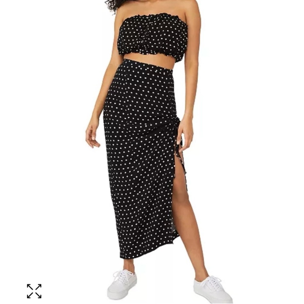 Free People Cutie Crossing Black Polka Dot Skirt